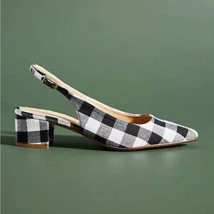 Anthropologie Gingham Slingback Heels. Women’s shoe size 6